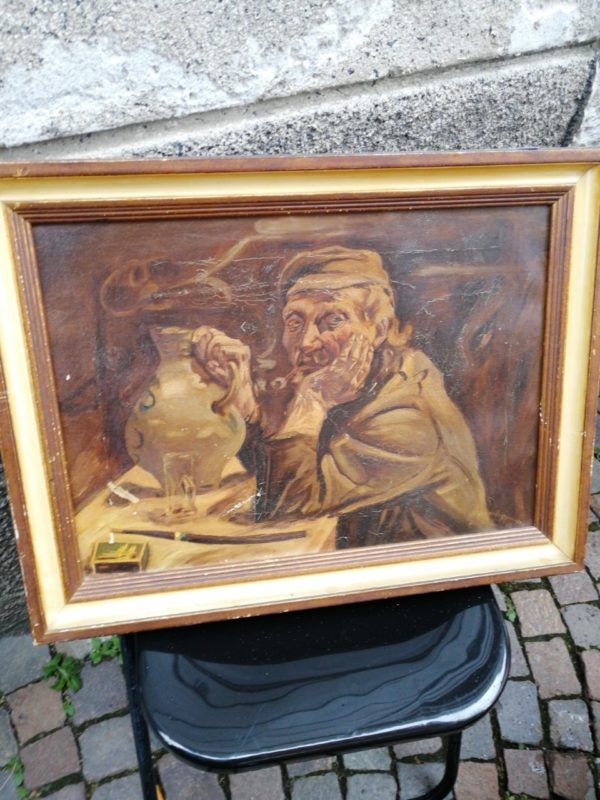 Quadro anziano con brocca 58x45 cm