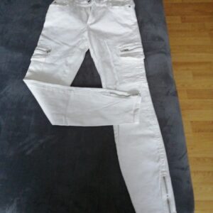 Jeans bianco con cerniere taglia M